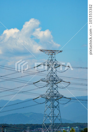 Transmission towers that supply power to cities 105353382