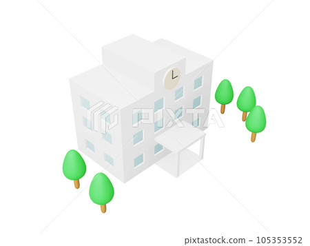 Three-dimensional illustration of a school seen from above 105353552