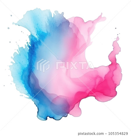Blue pink watercolor stain isolated 105354829