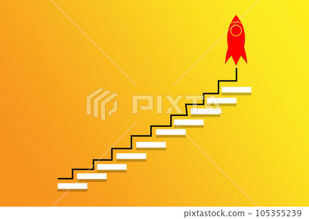 Rocket rising up the stairs to success 105355239