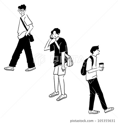 時尚男士的線條畫矢量圖 105355631