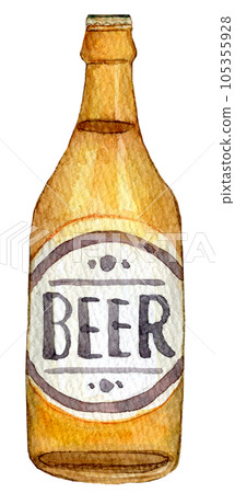瓶裝啤酒、生啤酒、水彩插畫、精釀啤酒 105355928
