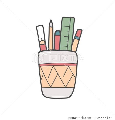 Hand drawn stationery in glass clip art Hand drawn stationery in glass clip art 105356138