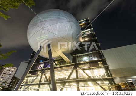 Building view of the Taipei Performing Arts Center in Taiwan. it's a modern building combining cube and sphere geometry. 105356225