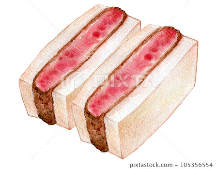 Cutlet sandwich watercolor illustration beef cutlet sandwich 105356554