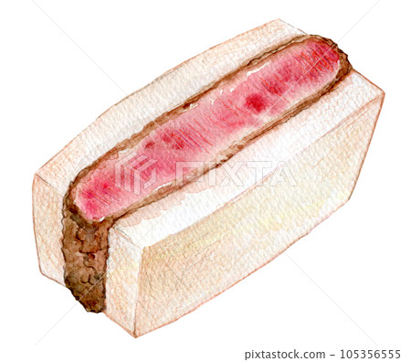 炸肉排三明治水彩插圖牛肉排三明治 105356555