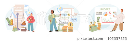People analysis budget. Calculate financial plan save income and expense management. Family budget planning at crisis, money economy bank problem finance. Cost and income balance. Cost of living set People analysis budget. Calculate financial plan save income and expense management. Family budget planning at crisis, money economy bank problem finance. Cost and income balance. Cost of living set 105357853