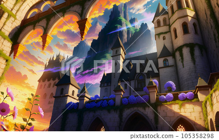 Creating a beautiful fantasy landscape with the help of artificial intelligence. Creating a beautiful fantasy landscape with the help of artificial intelligence. 105358298