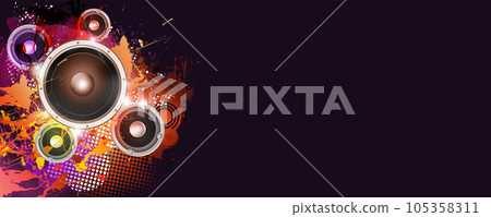 funky watercolor musc banner 105358311