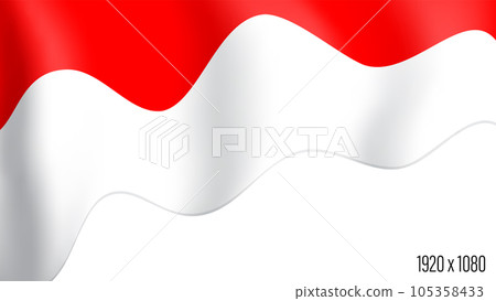Indonesian country flag realistic independence day background. Indonesia commonwealth banner in motion waving, fluttering in wind. Festive patriotic HD format template for independence day 105358433