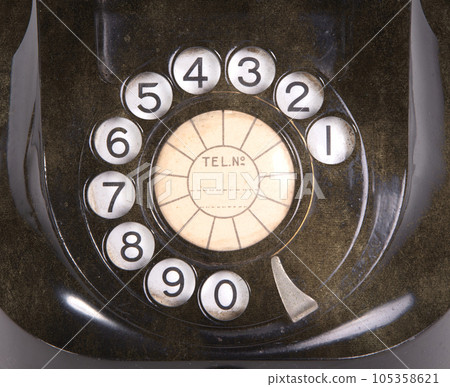 Old brown telephone set close-up, full frame image Old brown telephone set close-up, full frame image 105358621