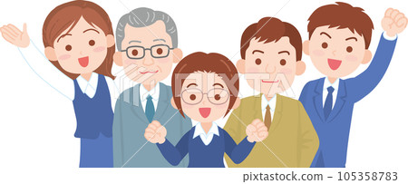 Employee _ 3 smiling and energetic young office workers and 2 elderly office workers _ upper body 105358783