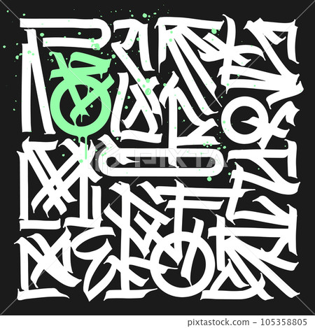 Pattern, ornament in the Gothic style. Calligraphy and lettering. Medieval Latin letters. 105358805