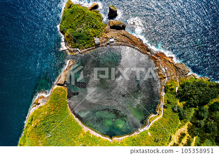 Aerial view Islet of Vila Franca do Campo. Azores Island 105358951