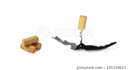 Black Corkscrew Isolated, Wine Bottle Opener, Metal Cork Screw on White Black Corkscrew Isolated, Wine Bottle Opener, Metal Cork Screw on White 105359023
