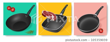Pan Dishes Realistic Illustrations Pan Dishes Realistic Illustrations 105359039