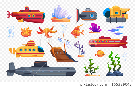 Submarine Icons Transparent Set 105359043