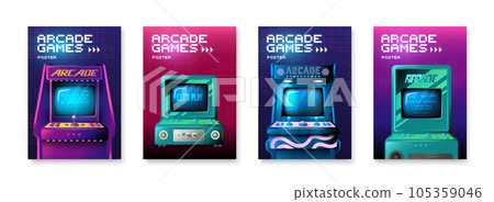 Arcade Game Realistic Poster Set 105359046