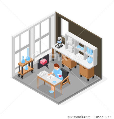 Artificial Grown Meat Laboratory Isometric Object 105359258