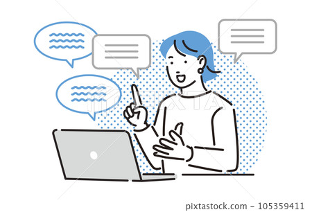 Woman having an online conversation Woman having an online conversation 105359411