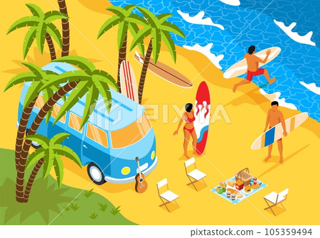 Surfing Isometric Background Surfing Isometric Background 105359494