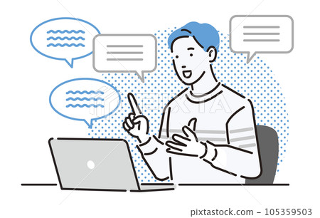 A man who has a conversation online 105359503