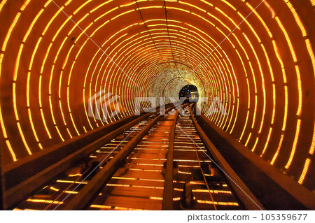 The Bund Sightseeing Tunnel under Huangpu at Shanghai, China 105359677