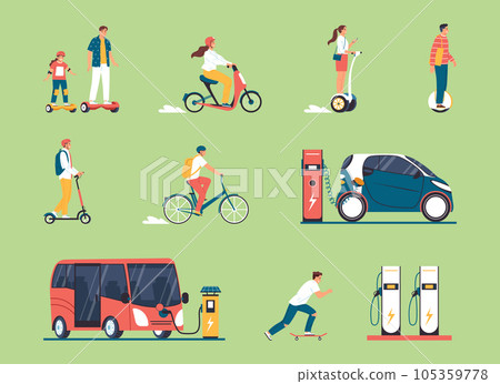 Eco Transport Flat Color Set Eco Transport Flat Color Set 105359778