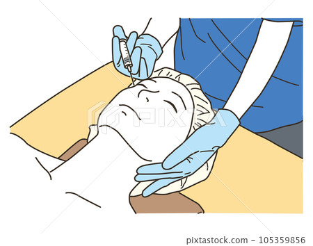 男性患者面部(眼部)接受注射 男性患者面部(眼部)接受注射 105359856