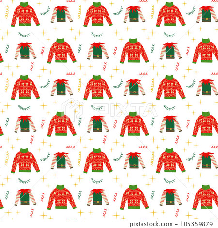 Christmas ugly sweater party, decoration for Christmasm, seamless pattern vector ugly sweater party Christmas ugly sweater party, decoration for Christmasm, seamless pattern vector ugly sweater party 105359879