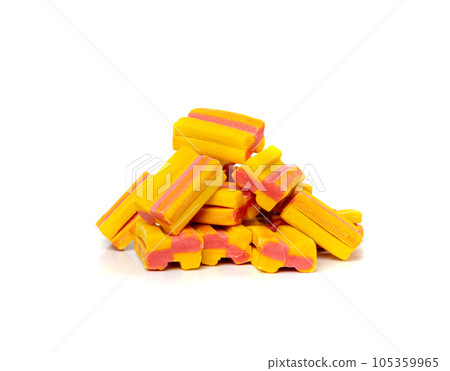 Chewing Gum Isolated, Fruit Bubble Gum Set, Pink Bubblegum on White Background Chewing Gum Isolated, Fruit Bubble Gum Set, Pink Bubblegum on White Background 105359965
