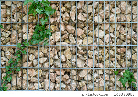 Gabion Stone Fence, Retaining Wall Gabion Baskets, Stones in Wire Mesh, Modern Garden Gravel Border Gabion Stone Fence, Retaining Wall Gabion Baskets, Stones in Wire Mesh, Modern Garden Gravel Border 105359993