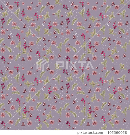 Seamless Christmas pattern. Watercolor winter elements. .Applicable for textiles, fabric. 105360058