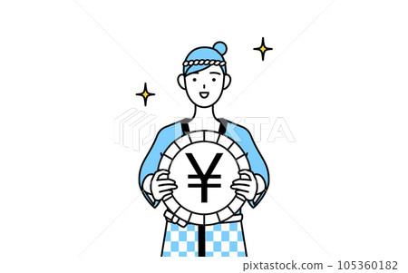 An image of foreign exchange gains and a strong yen, a woman wearing a summer festival happi coat 105360182