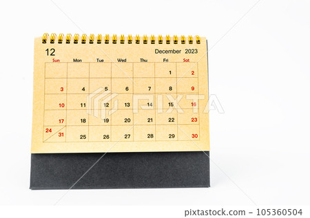 The Brown December 2023 Monthly desk calendar for 2023 year isolated on white background. The Brown December 2023 Monthly desk calendar for 2023 year isolated on white background. 105360504