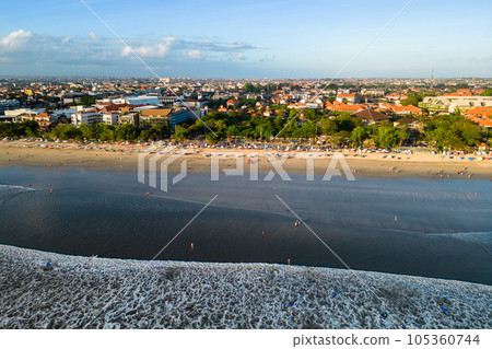 Aerial view of kuta beach at Badung Regency, southern Bali, Indonesia. 105360744