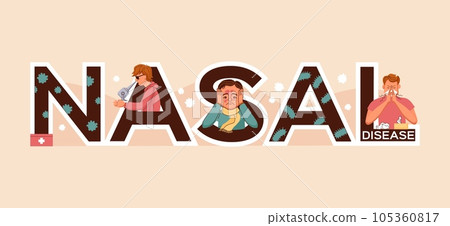 Nasal Disease Flat Text Nasal Disease Flat Text 105360817