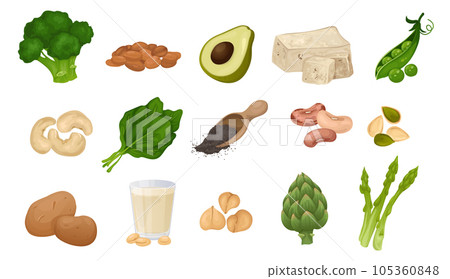 Vegan Protein Icon Set Vegan Protein Icon Set 105360848