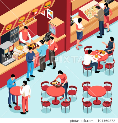 Food Court Isometric Illustration 105360872