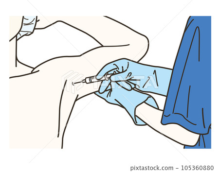 Male patient receiving an injection in the armpit at the hospital 105360880