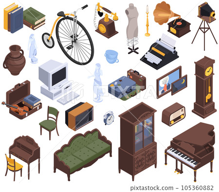 Antique Goods Icon Set Antique Goods Icon Set 105360882
