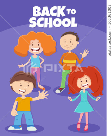 cartoon funny children with back to school caption 105361002
