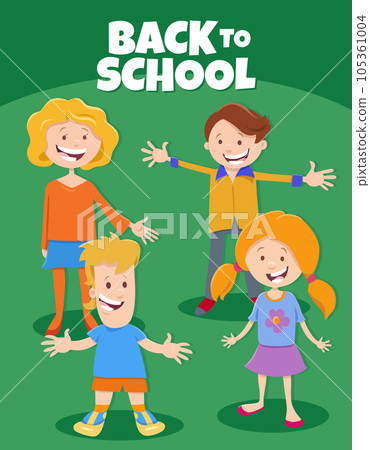 cartoon funny children with back to school caption cartoon funny children with back to school caption 105361004