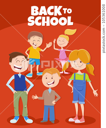 cartoon happy children with back to school caption 105361008