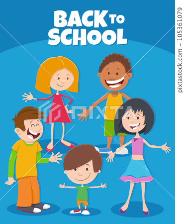 cartoon funny children with back to school caption cartoon funny children with back to school caption 105361079