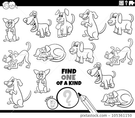 one of a kind game with cartoon dogs coloring page 105361150