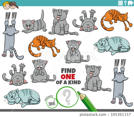 one of a kind educational activity with funny cartoon cats one of a kind educational activity with funny cartoon cats 105361157