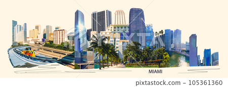 Art design about Miami, Florida, United States of America. It is world famous travel location. 105361360
