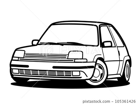 懷舊法國緊湊型著色書風格汽車插畫 105361426