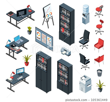 Office Interior Isometric Set - Stock Illustration [105361449] - PIXTA